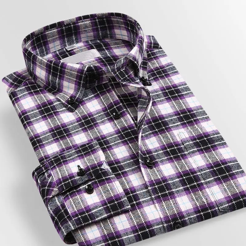 custom lapel buttoned flannel long-sleeve shirt with pockets Milled plaid leisure autumn/winter dad's outfit,Shuliqi Apparel - Men's Clothing Wholesale Manufacturer,custom lapel buttoned flannel long-sleeve shirt with pockets Milled plaid leisure autumn/winter dad's outfit