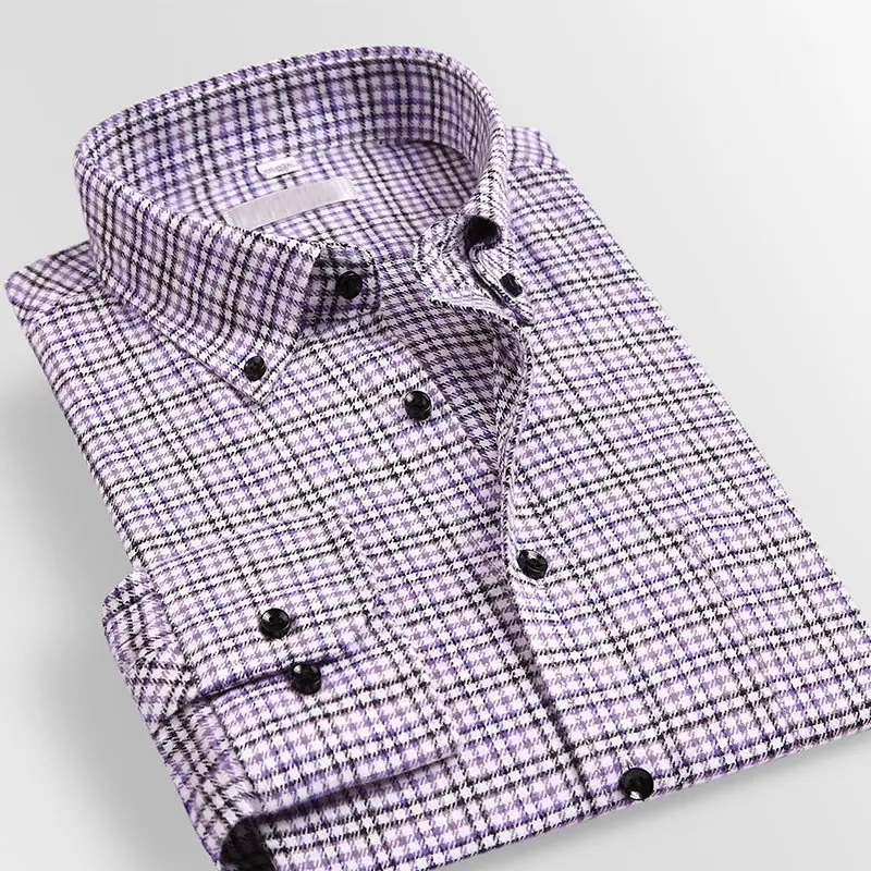 custom lapel buttoned flannel long-sleeve shirt with pockets Milled plaid leisure autumn/winter dad's outfit,Shuliqi Apparel - Men's Clothing Wholesale Manufacturer,custom lapel buttoned flannel long-sleeve shirt with pockets Milled plaid leisure autumn/winter dad's outfit