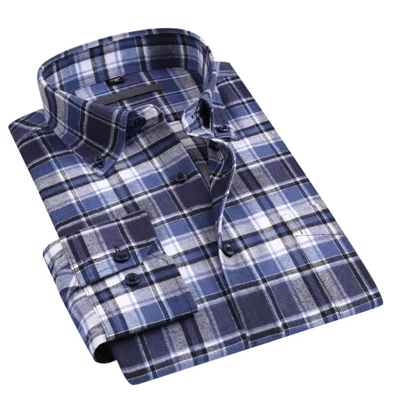 custom lapel buttoned flannel long-sleeve shirt with pockets Milled plaid leisure autumn/winter dad's outfit,Shuliqi Apparel - Men's Clothing Wholesale Manufacturer,custom lapel buttoned flannel long-sleeve shirt with pockets Milled plaid leisure autumn/winter dad's outfit