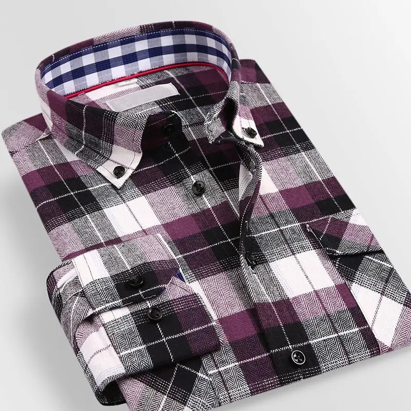custom lapel buttoned flannel long-sleeve shirt with pockets Milled plaid leisure autumn/winter dad's outfit,Shuliqi Apparel - Men's Clothing Wholesale Manufacturer,custom lapel buttoned flannel long-sleeve shirt with pockets Milled plaid leisure autumn/winter dad's outfit