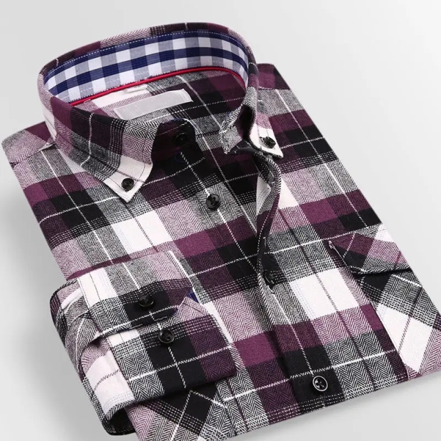 custom lapel buttoned flannel long-sleeve shirt with pockets Milled plaid leisure autumn/winter dad's outfit,Shuliqi Apparel - Men's Clothing Wholesale Manufacturer,custom lapel buttoned flannel long-sleeve shirt with pockets Milled plaid leisure autumn/winter dad's outfit