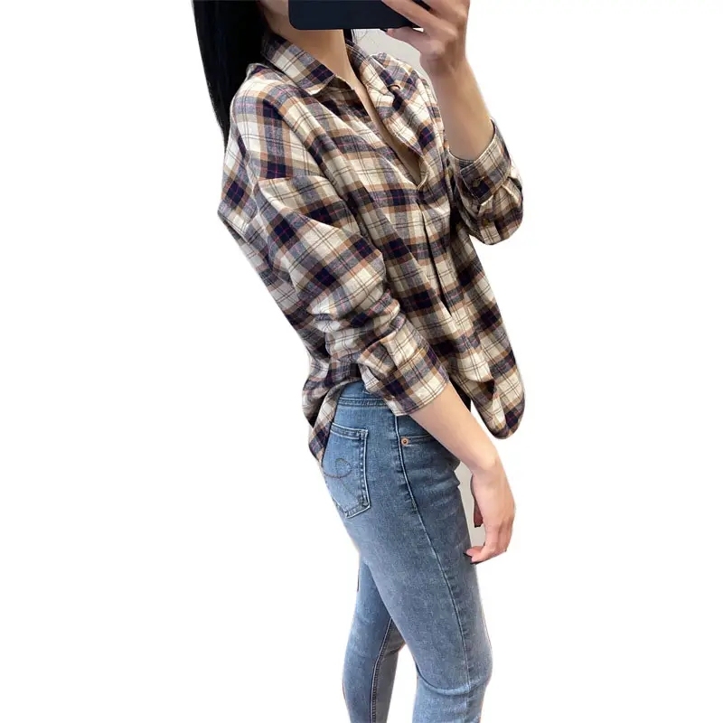 Factory Price Flannel Loose Half-open Pullover 80% Cotton Plus Size Plaid Long-sleeve Shirt For Women,Shuliqi Apparel - Men's Clothing Wholesale Manufacturer,Factory Price Flannel Loose Half-open Pullover 80% Cotton Plus Size Plaid Long-sleeve Shirt For Women