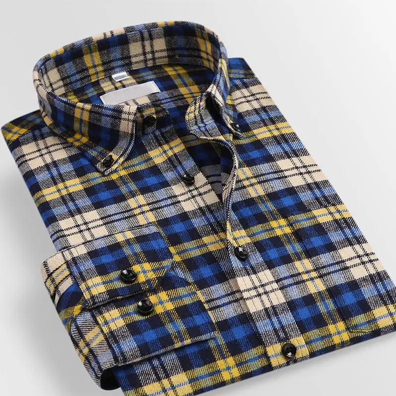 custom lapel buttoned flannel long-sleeve shirt with pockets Milled plaid leisure autumn/winter dad's outfit,Shuliqi Apparel - Men's Clothing Wholesale Manufacturer,custom lapel buttoned flannel long-sleeve shirt with pockets Milled plaid leisure autumn/winter dad's outfit