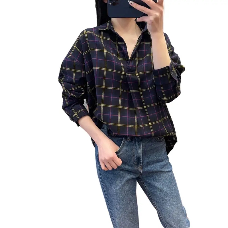Factory Price Flannel Loose Half-open Pullover 80% Cotton Plus Size Plaid Long-sleeve Shirt For Women,Shuliqi Apparel - Men's Clothing Wholesale Manufacturer,Factory Price Flannel Loose Half-open Pullover 80% Cotton Plus Size Plaid Long-sleeve Shirt For Women