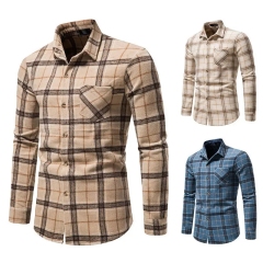 winter new men's flannel plaid shirt casual thickened lapel shirt coat,Shuliqi Apparel - Men's Clothing Wholesale Manufacturer,winter new men's flannel plaid shirt casual thickened lapel shirt coat