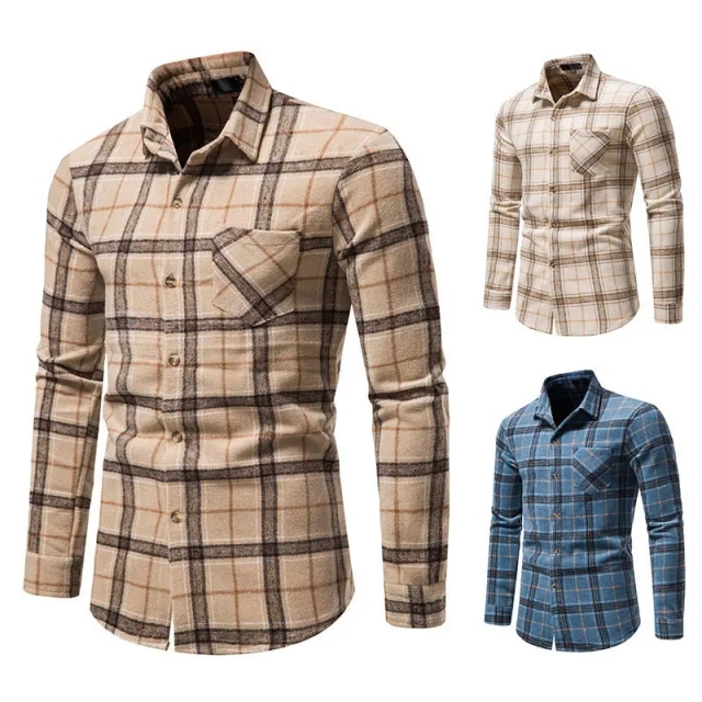 winter new men's flannel plaid shirt casual thickened lapel shirt coat,Shuliqi Apparel - Men's Clothing Wholesale Manufacturer,winter new men's flannel plaid shirt casual thickened lapel shirt coat