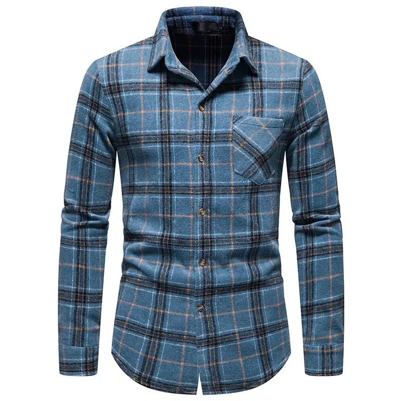 winter new men's flannel plaid shirt casual thickened lapel shirt coat,Shuliqi Apparel - Men's Clothing Wholesale Manufacturer,winter new men's flannel plaid shirt casual thickened lapel shirt coat