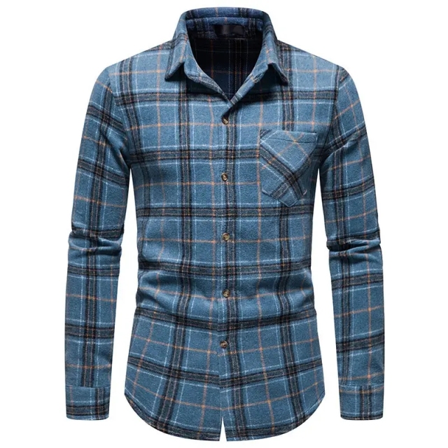 winter new men's flannel plaid shirt casual thickened lapel shirt coat,Shuliqi Apparel - Men's Clothing Wholesale Manufacturer,winter new men's flannel plaid shirt casual thickened lapel shirt coat