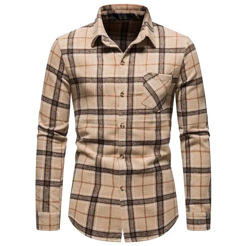 winter new men's flannel plaid shirt casual thickened lapel shirt coat,Shuliqi Apparel - Men's Clothing Wholesale Manufacturer,winter new men's flannel plaid shirt casual thickened lapel shirt coat