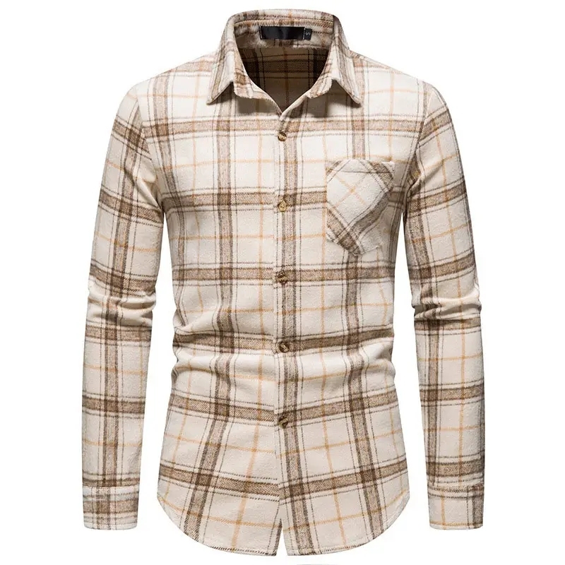 winter new men's flannel plaid shirt casual thickened lapel shirt coat,Shuliqi Apparel - Men's Clothing Wholesale Manufacturer,winter new men's flannel plaid shirt casual thickened lapel shirt coat