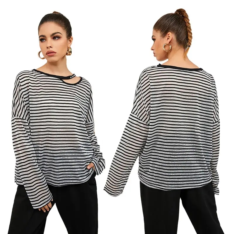 New Design Screen Printing Korea Style Women T Shirt Striped T Shirt Custom Logo,Shuliqi Apparel - Men's Clothing Wholesale Manufacturer,New Design Screen Printing Korea Style Women T Shirt Striped T Shirt Custom Logo