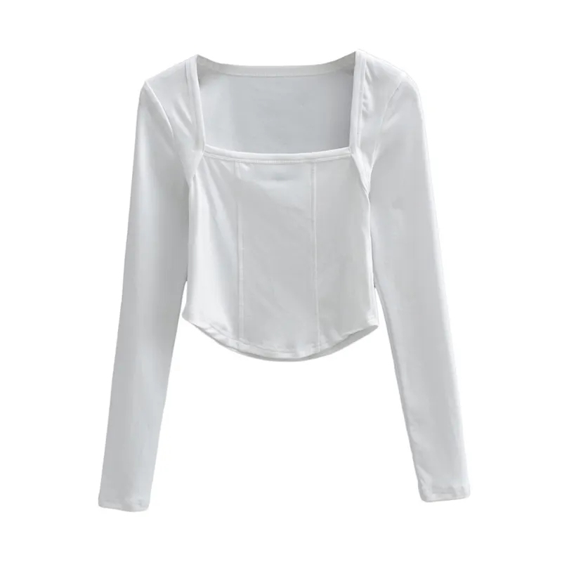 New Cotton Spring Autumn Slim Blouse Long Sleeve Sexy T Shirt Ladies Square Collar Casual Cropped Tops Blouses,Shuliqi Apparel - Men's Clothing Wholesale Manufacturer,New Cotton Spring Autumn Slim Blouse Long Sleeve Sexy T Shirt Ladies Square Collar Casual Cropped Tops Blouses