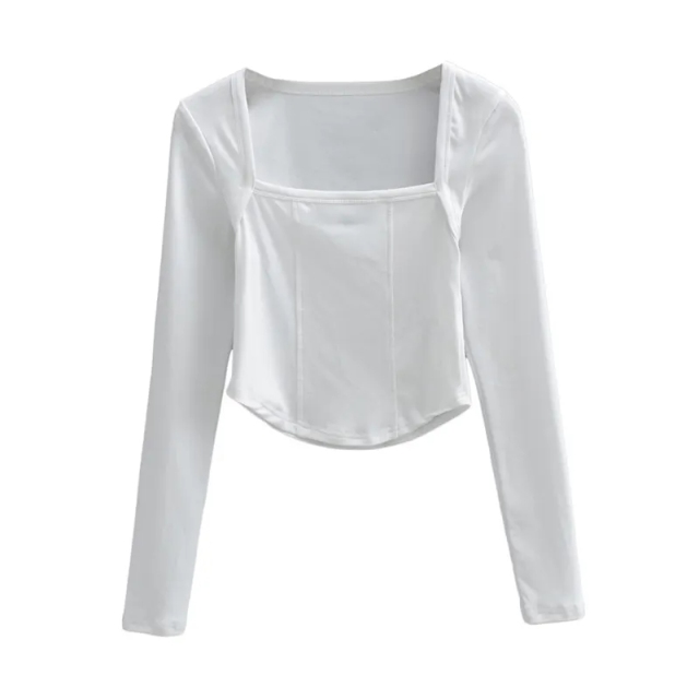 New Cotton Spring Autumn Slim Blouse Long Sleeve Sexy T Shirt Ladies Square Collar Casual Cropped Tops Blouses,Shuliqi Apparel - Men's Clothing Wholesale Manufacturer,New Cotton Spring Autumn Slim Blouse Long Sleeve Sexy T Shirt Ladies Square Collar Casual Cropped Tops Blouses