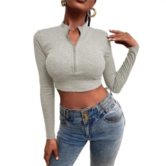 Women Autumn Tshirt Long Sleeves Zipper Fit Casual Turtleneck White Knitted Crop Top Turtleneck Sweatshirt For Women,Shuliqi Apparel - Men's Clothing Wholesale Manufacturer,Women Autumn Tshirt Long Sleeves Zipper Fit Casual Turtleneck White Knitted Crop Top Turtleneck Sweatshirt For Women