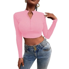 Women Autumn Tshirt Long Sleeves Zipper Fit Casual Turtleneck White Knitted Crop Top Turtleneck Sweatshirt For Women,Shuliqi Apparel - Men's Clothing Wholesale Manufacturer,Women Autumn Tshirt Long Sleeves Zipper Fit Casual Turtleneck White Knitted Crop Top Turtleneck Sweatshirt For Women