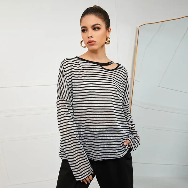 New Design Screen Printing Korea Style Women T Shirt Striped T Shirt Custom Logo,Shuliqi Apparel - Men's Clothing Wholesale Manufacturer,New Design Screen Printing Korea Style Women T Shirt Striped T Shirt Custom Logo