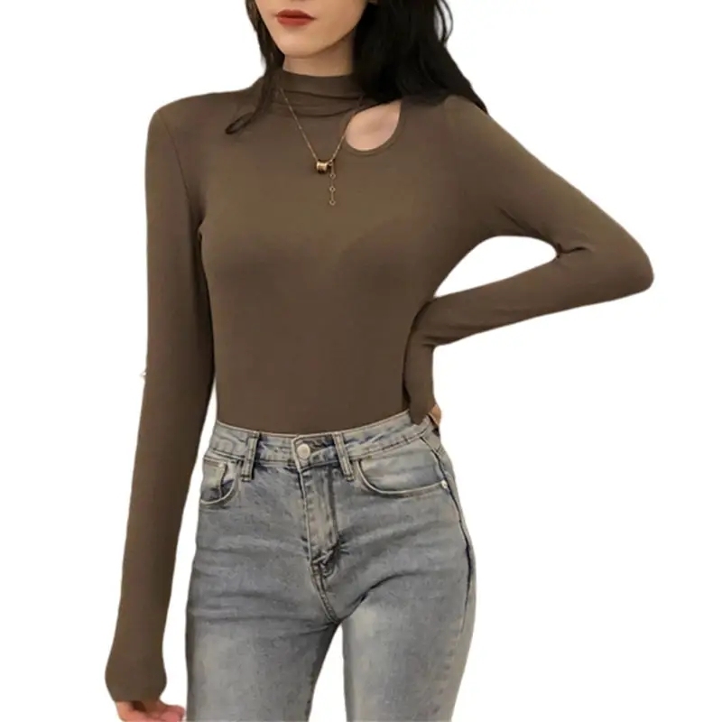 Long Sleeve Bodycon T Shirt Women White Black Turtleneck Tshirt Female Streetwear Hollow Out Ribbed Knitted Tshirt For Women,Shuliqi Apparel - Men's Clothing Wholesale Manufacturer,Long Sleeve Bodycon T Shirt Women White Black Turtleneck Tshirt Female Streetwear Hollow Out Ribbed Knitted Tshirt For Women