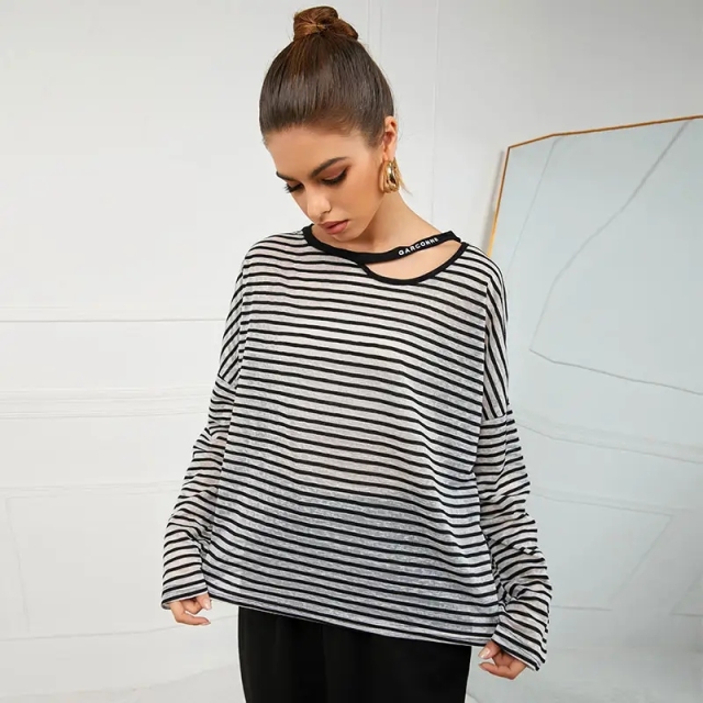 New Design Screen Printing Korea Style Women T Shirt Striped T Shirt Custom Logo,Shuliqi Apparel - Men's Clothing Wholesale Manufacturer,New Design Screen Printing Korea Style Women T Shirt Striped T Shirt Custom Logo
