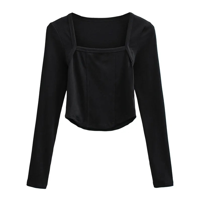 New Cotton Spring Autumn Slim Blouse Long Sleeve Sexy T Shirt Ladies Square Collar Casual Cropped Tops Blouses,Shuliqi Apparel - Men's Clothing Wholesale Manufacturer,New Cotton Spring Autumn Slim Blouse Long Sleeve Sexy T Shirt Ladies Square Collar Casual Cropped Tops Blouses