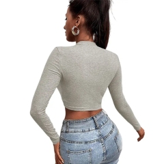 Women Autumn Tshirt Long Sleeves Zipper Fit Casual Turtleneck White Knitted Crop Top Turtleneck Sweatshirt For Women,Shuliqi Apparel - Men's Clothing Wholesale Manufacturer,Women Autumn Tshirt Long Sleeves Zipper Fit Casual Turtleneck White Knitted Crop Top Turtleneck Sweatshirt For Women
