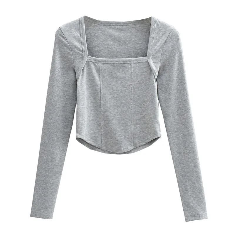 New Cotton Spring Autumn Slim Blouse Long Sleeve Sexy T Shirt Ladies Square Collar Casual Cropped Tops Blouses,Shuliqi Apparel - Men's Clothing Wholesale Manufacturer,New Cotton Spring Autumn Slim Blouse Long Sleeve Sexy T Shirt Ladies Square Collar Casual Cropped Tops Blouses