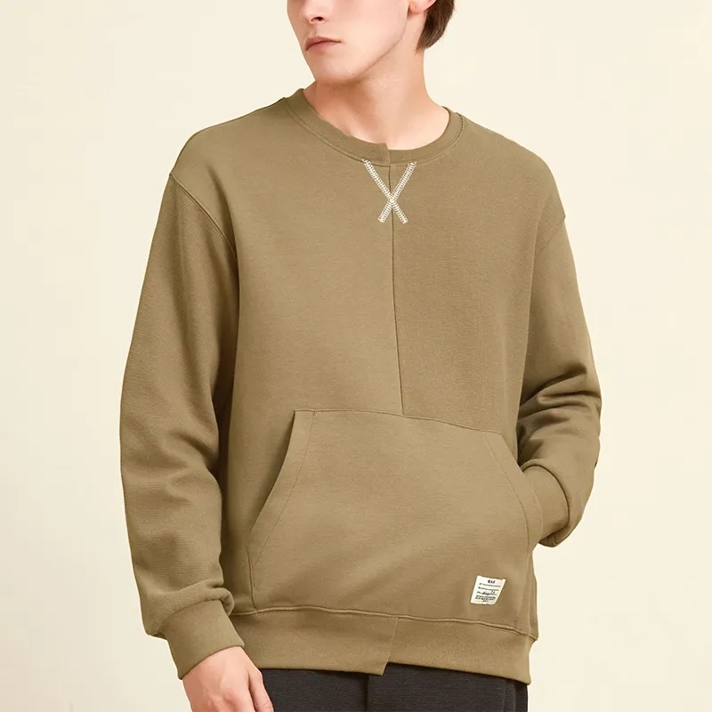Functional pockets Drop Shoulder Round Neck Sweatshirt Custom asymmetrical Cotton men hoodies embroider plain pullover hoodies,Shuliqi Apparel - Men's Clothing Wholesale Manufacturer,Functional pockets Drop Shoulder Round Neck Sweatshirt Custom asymmetrical Cotton men hoodies embroider plain pullover hoodies