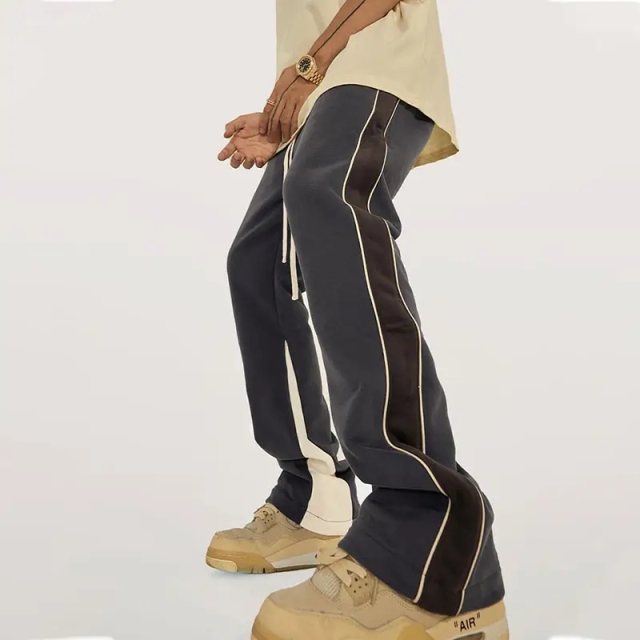 Autumn American Vintage Pants Distressed Stitching Flared Trousers Loose Casual Pants,Shuliqi Apparel - Men's Clothing Wholesale Manufacturer,Autumn American Vintage Pants Distressed Stitching Flared Trousers Loose Casual Pants
