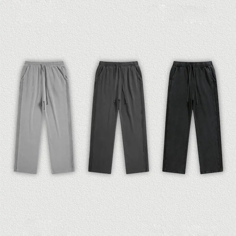 spring side wool hoop lower pant leg slit washed heavy weight sweatpants trend fashion pants men and women,Shuliqi Apparel - Men's Clothing Wholesale Manufacturer,spring side wool hoop lower pant leg slit washed heavy weight sweatpants trend fashion pants men and women