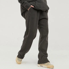 spring side wool hoop lower pant leg slit washed heavy weight sweatpants trend fashion pants men and women,Shuliqi Apparel - Men's Clothing Wholesale Manufacturer,spring side wool hoop lower pant leg slit washed heavy weight sweatpants trend fashion pants men and women
