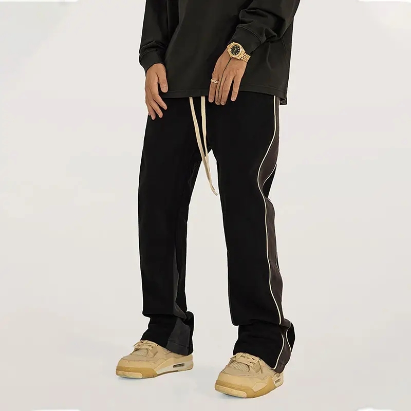 Autumn American Vintage Pants Distressed Stitching Flared Trousers Loose Casual Pants,Shuliqi Apparel - Men's Clothing Wholesale Manufacturer,Autumn American Vintage Pants Distressed Stitching Flared Trousers Loose Casual Pants