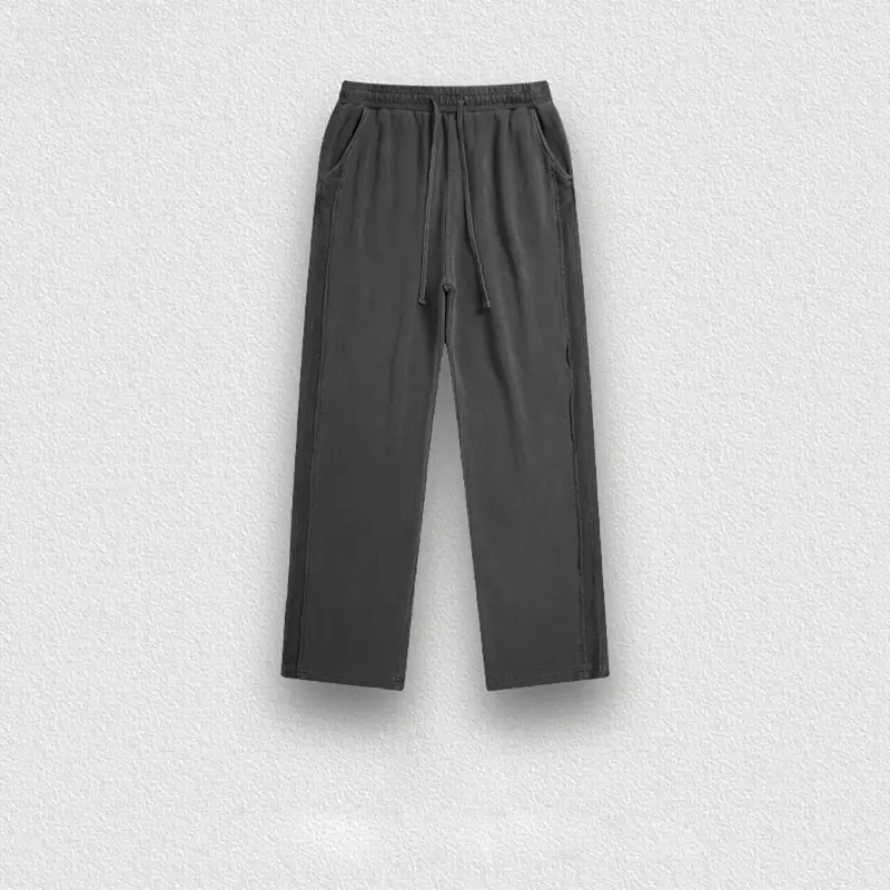 spring side wool hoop lower pant leg slit washed heavy weight sweatpants trend fashion pants men and women,Shuliqi Apparel - Men's Clothing Wholesale Manufacturer,spring side wool hoop lower pant leg slit washed heavy weight sweatpants trend fashion pants men and women