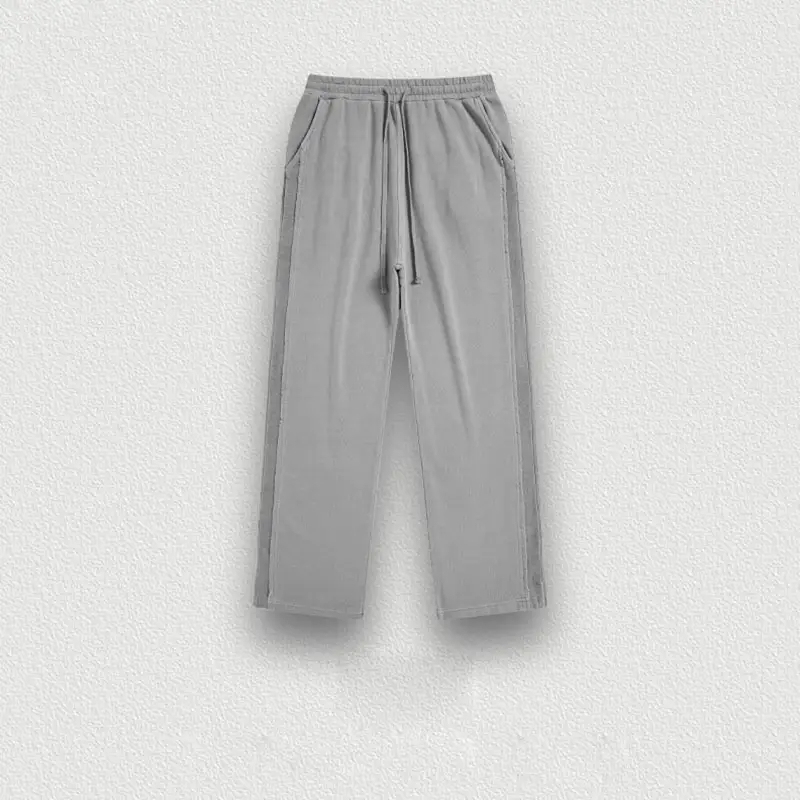 spring side wool hoop lower pant leg slit washed heavy weight sweatpants trend fashion pants men and women,Shuliqi Apparel - Men's Clothing Wholesale Manufacturer,spring side wool hoop lower pant leg slit washed heavy weight sweatpants trend fashion pants men and women