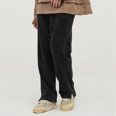 spring side wool hoop lower pant leg slit washed heavy weight sweatpants trend fashion pants men and women,Shuliqi Apparel - Men's Clothing Wholesale Manufacturer,spring side wool hoop lower pant leg slit washed heavy weight sweatpants trend fashion pants men and women
