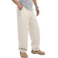 Summer Casual Drawstring Elastic Waist Linen Men's Pant Loose Wide Leg Solid Color Plus Size Pants Breathable Trousers,Shuliqi Apparel - Men's Clothing Wholesale Manufacturer,Summer Casual Drawstring Elastic Waist Linen Men's Pant Loose Wide Leg Solid Color Plus Size Pants Breathable Trousers