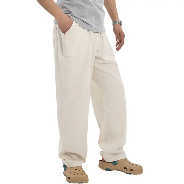 Summer Casual Drawstring Elastic Waist Linen Men's Pant Loose Wide Leg Solid Color Plus Size Pants Breathable Trousers,Shuliqi Apparel - Men's Clothing Wholesale Manufacturer,Summer Casual Drawstring Elastic Waist Linen Men's Pant Loose Wide Leg Solid Color Plus Size Pants Breathable Trousers
