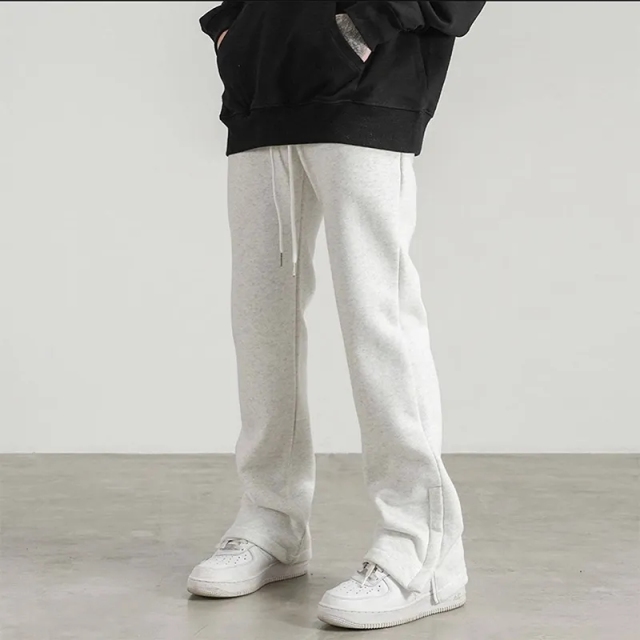 Wholesale Solid Color Men's Jogger Split Flare Pants Streetwear Casual Drawstring Sweat Trousers Designer,Shuliqi Apparel - Men's Clothing Wholesale Manufacturer,Wholesale Solid Color Men's Jogger Split Flare Pants Streetwear Casual Drawstring Sweat Trousers Designer
