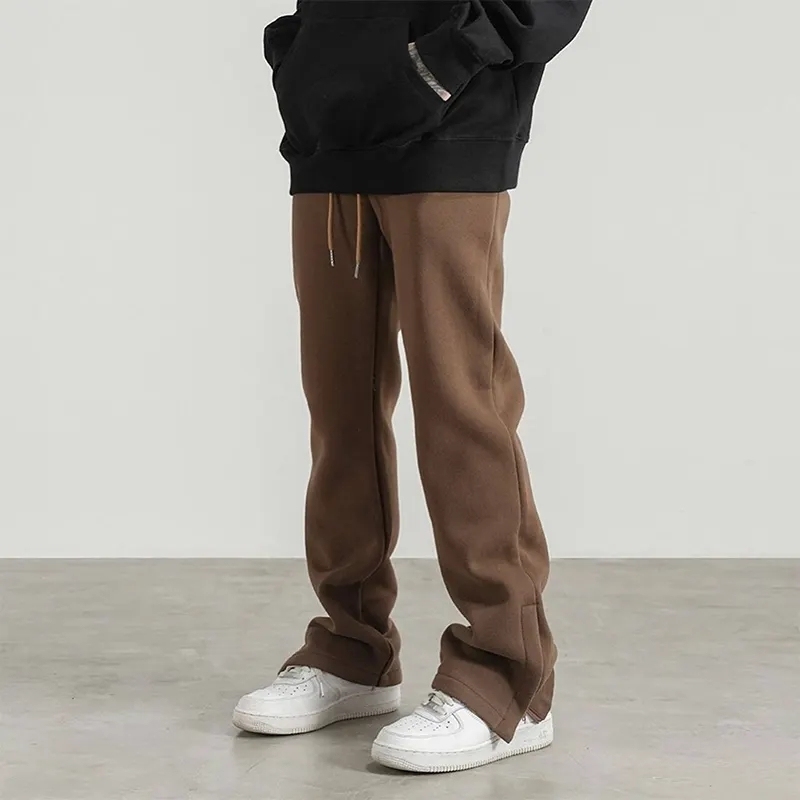 Wholesale Solid Color Men's Jogger Split Flare Pants Streetwear Casual Drawstring Sweat Trousers Designer,Shuliqi Apparel - Men's Clothing Wholesale Manufacturer,Wholesale Solid Color Men's Jogger Split Flare Pants Streetwear Casual Drawstring Sweat Trousers Designer