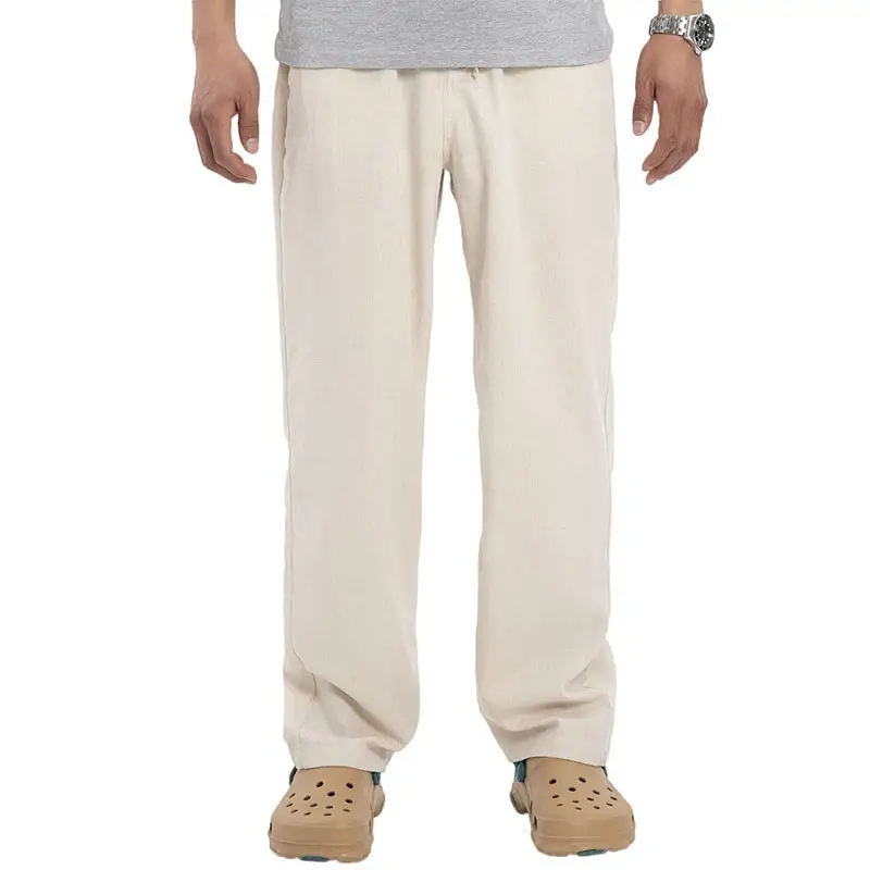 Summer Casual Drawstring Elastic Waist Linen Men's Pant Loose Wide Leg Solid Color Plus Size Pants Breathable Trousers,Shuliqi Apparel - Men's Clothing Wholesale Manufacturer,Summer Casual Drawstring Elastic Waist Linen Men's Pant Loose Wide Leg Solid Color Plus Size Pants Breathable Trousers