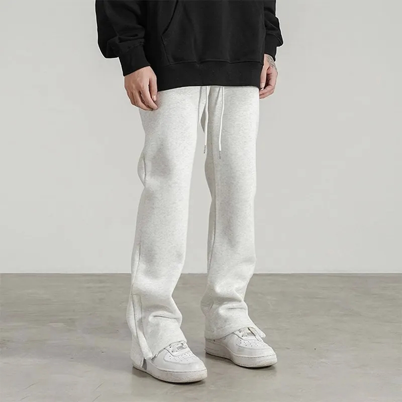 Wholesale Solid Color Men's Jogger Split Flare Pants Streetwear Casual Drawstring Sweat Trousers Designer,Shuliqi Apparel - Men's Clothing Wholesale Manufacturer,Wholesale Solid Color Men's Jogger Split Flare Pants Streetwear Casual Drawstring Sweat Trousers Designer