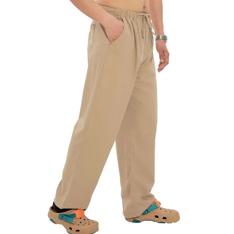 Summer Casual Drawstring Elastic Waist Linen Men's Pant Loose Wide Leg Solid Color Plus Size Pants Breathable Trousers,Shuliqi Apparel - Men's Clothing Wholesale Manufacturer,Summer Casual Drawstring Elastic Waist Linen Men's Pant Loose Wide Leg Solid Color Plus Size Pants Breathable Trousers
