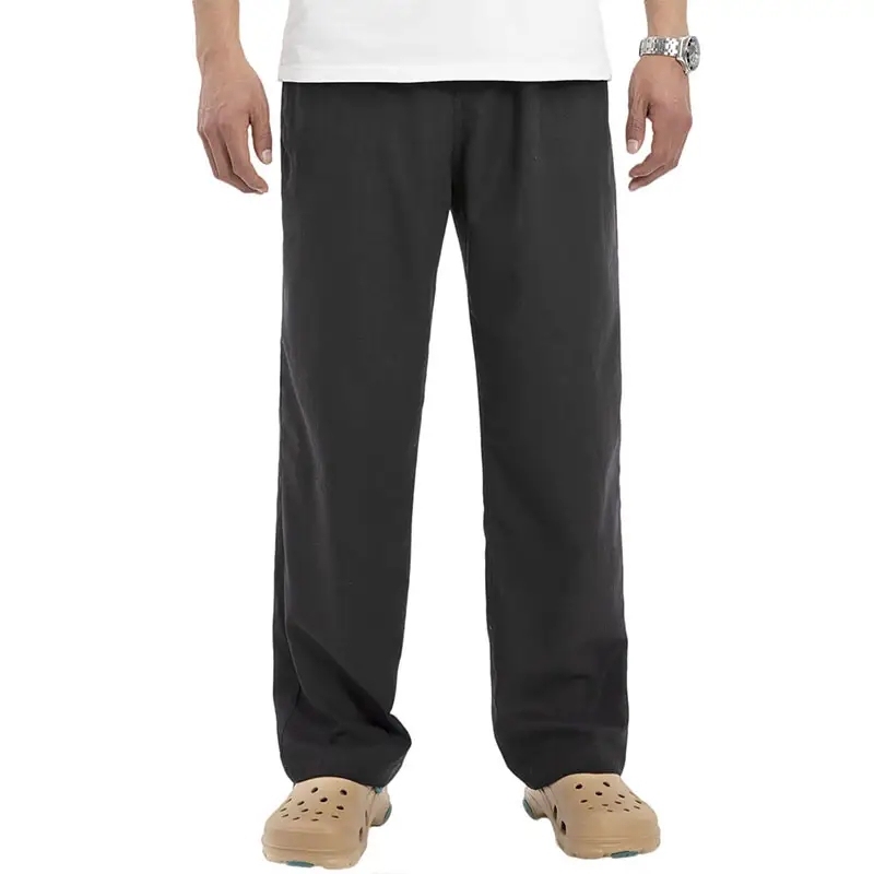 Summer Casual Drawstring Elastic Waist Linen Men's Pant Loose Wide Leg Solid Color Plus Size Pants Breathable Trousers,Shuliqi Apparel - Men's Clothing Wholesale Manufacturer,Summer Casual Drawstring Elastic Waist Linen Men's Pant Loose Wide Leg Solid Color Plus Size Pants Breathable Trousers