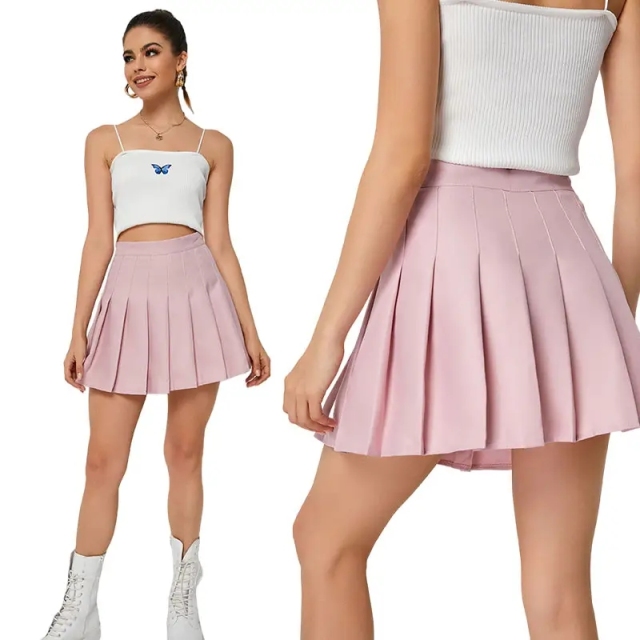 High Waist Pleated Skirt With leggings Women Fashion Summer Mini A-line Stitching Plaid skirt Girls Dance Skirts,Shuliqi Apparel - Men's Clothing Wholesale Manufacturer,