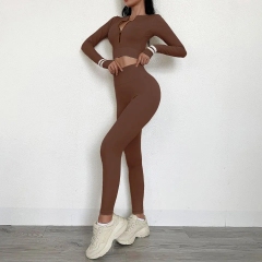 Wholesale tights hip workout leggings set high waisted gym long sleeve yoga set,Shuliqi Apparel - Men's Clothing Wholesale Manufacturer,Wholesale tights hip workout leggings set high waisted gym long sleeve yoga set