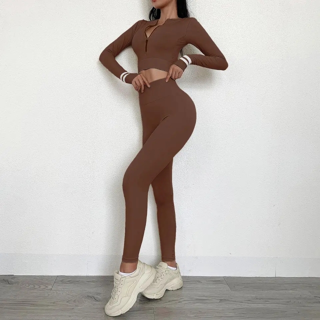 Wholesale tights hip workout leggings set high waisted gym long sleeve yoga set,Shuliqi Apparel - Men's Clothing Wholesale Manufacturer,Wholesale tights hip workout leggings set high waisted gym long sleeve yoga set
