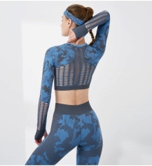 Camouflage Crop Top Bra Leggings Long Sleeve Sport Fitness Yoga Pants Camo Workout Two Pcs Yoga Sets,Shuliqi Apparel - Men's Clothing Wholesale Manufacturer,Camouflage Crop Top Bra Leggings Long Sleeve Sport Fitness Yoga Pants Camo Workout Two Pcs Yoga Sets