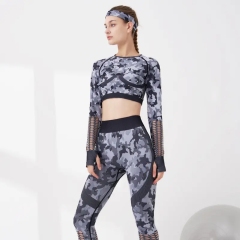 Camouflage Crop Top Bra Leggings Long Sleeve Sport Fitness Yoga Pants Camo Workout Two Pcs Yoga Sets,Shuliqi Apparel - Men's Clothing Wholesale Manufacturer,Camouflage Crop Top Bra Leggings Long Sleeve Sport Fitness Yoga Pants Camo Workout Two Pcs Yoga Sets