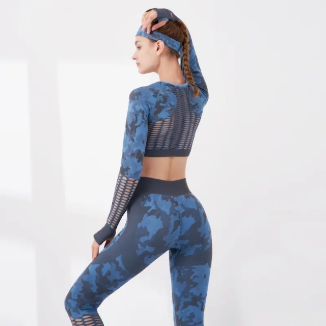 Camouflage Crop Top Bra Leggings Long Sleeve Sport Fitness Yoga Pants Camo Workout Two Pcs Yoga Sets,Shuliqi Apparel - Men's Clothing Wholesale Manufacturer,Camouflage Crop Top Bra Leggings Long Sleeve Sport Fitness Yoga Pants Camo Workout Two Pcs Yoga Sets