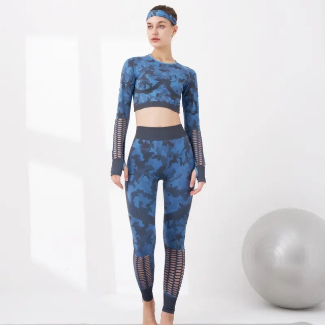 Camouflage Crop Top Bra Leggings Long Sleeve Sport Fitness Yoga Pants Camo Workout Two Pcs Yoga Sets,Shuliqi Apparel - Men's Clothing Wholesale Manufacturer,Camouflage Crop Top Bra Leggings Long Sleeve Sport Fitness Yoga Pants Camo Workout Two Pcs Yoga Sets