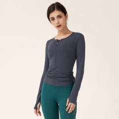 Wholesale Custom Half Zipper Gym Crop Top Yoga Long Sleeve Fitness Clothing Womens Activewear With Drawstring,Shuliqi Apparel - Men's Clothing Wholesale Manufacturer,Wholesale Custom Half Zipper Gym Crop Top Yoga Long Sleeve Fitness Clothing Womens Activewear With Drawstring