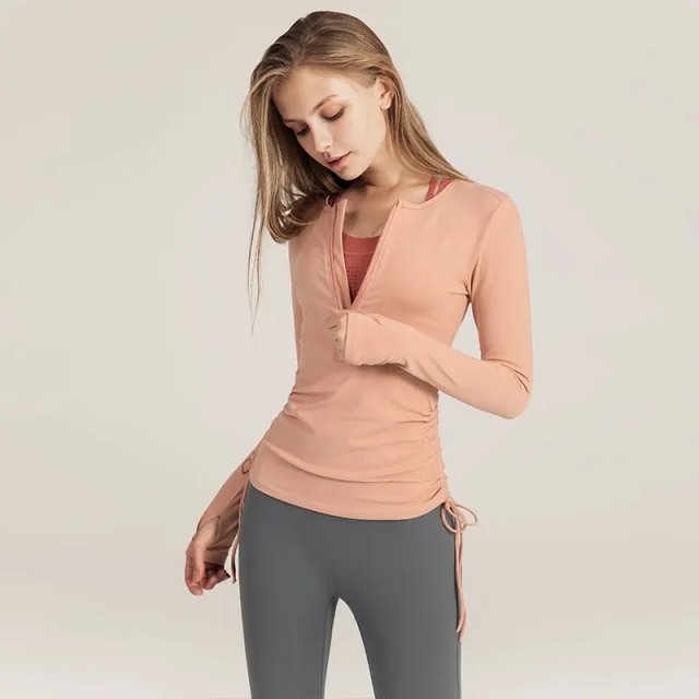 Wholesale Custom Half Zipper Gym Crop Top Yoga Long Sleeve Fitness Clothing Womens Activewear With Drawstring,Shuliqi Apparel - Men's Clothing Wholesale Manufacturer,Wholesale Custom Half Zipper Gym Crop Top Yoga Long Sleeve Fitness Clothing Womens Activewear With Drawstring